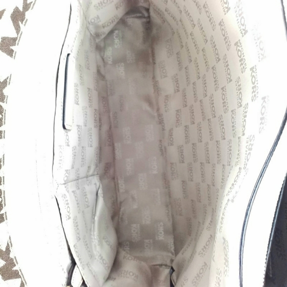 Michael Kors Jet set Signature Pocket MF Tote Brown Khaki Jacquard Leather - Picture 15 of 16